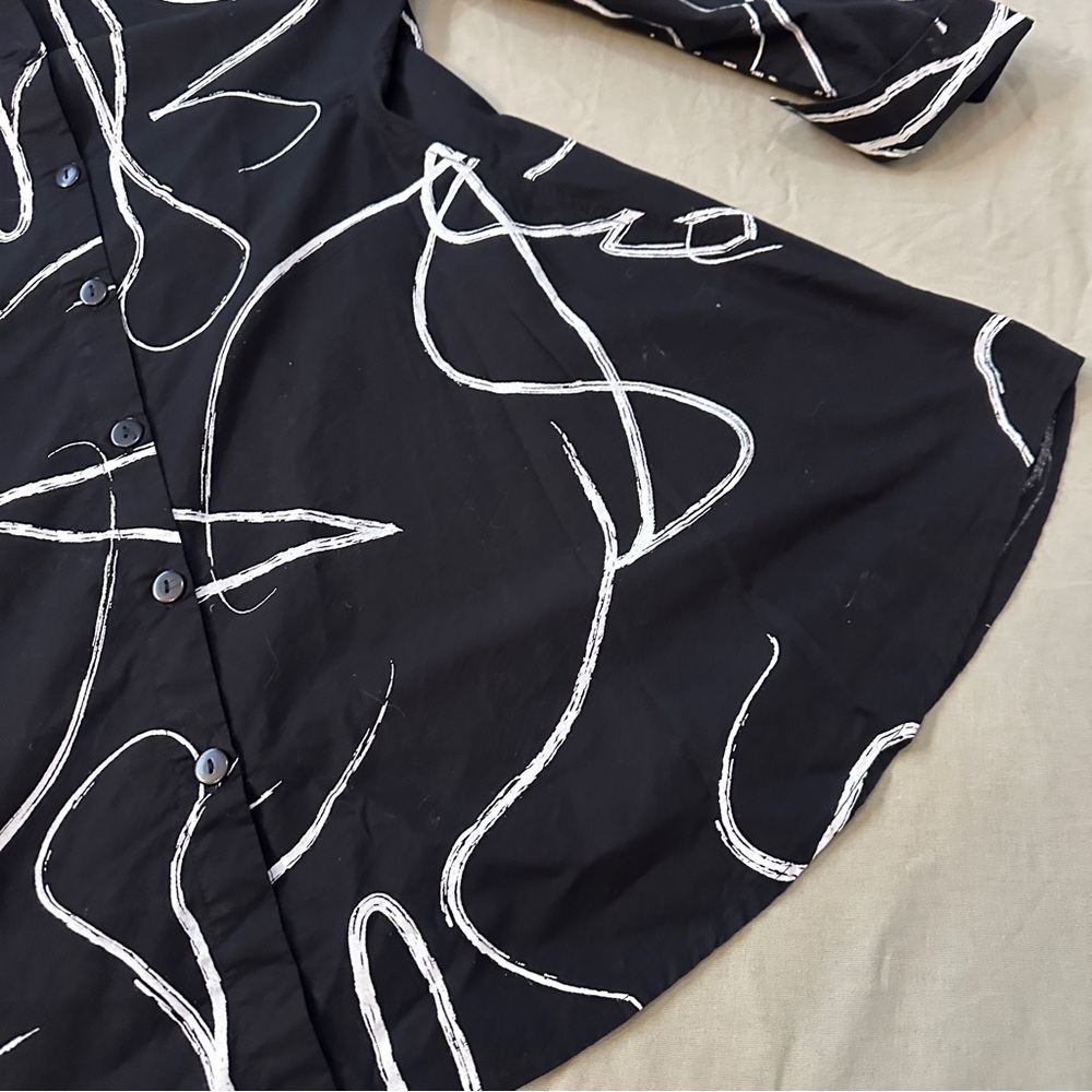 Boutique Cotton Made in India Black and White Women's Mini Dress With Pockets - Picture 4 of 11